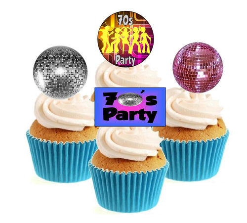 Seventies Party Collection Stand Up Cake Toppers (12 pack)