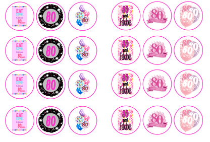 80th Birthday Pink Collection 1.3" discs