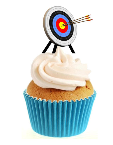 Archery Target Stand Up Cake Toppers (12 pack)  Pack contains 12 images printed onto premium wafer card