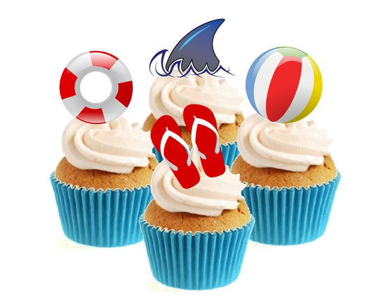 By The Sea Collection Stand Up Cake Toppers (12 pack)  Pack contains 12 images - 3 of each image - printed onto premium wafer card