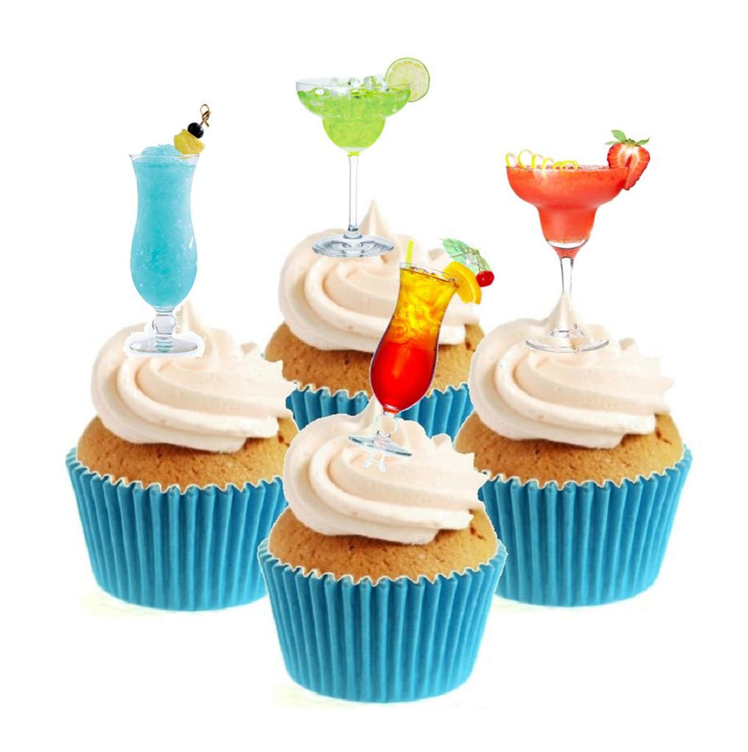 Cocktail Collection Stand Up Cake Toppers (12 pack)  Pack contains 12 images - 3 of each image - printed onto premium wafer card