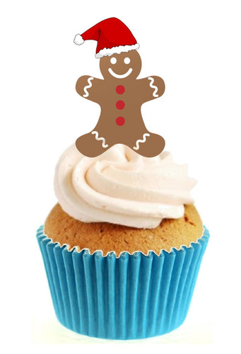 Gingerbread Man Stand Up Cake Toppers (12 pack)  Pack contains 12 images printed onto premium wafer card