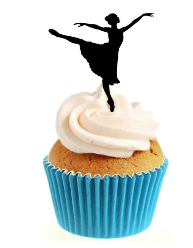 Dancing Ballerina Silhouette Stand Up Cake Toppers (12 pack)  Pack contains 12 images printed onto premium wafer card