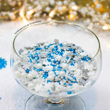 Load image into Gallery viewer, Stunning Mix of glimmer pearls (4mm) glimmer strands &amp; white / silver sugar snowflakes