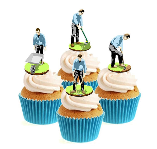 Retro Gardeners Stand Up Cake Toppers (12 pack)