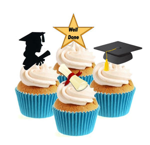 Graduate Female Collection Stand Up Cake Toppers (12 pack)