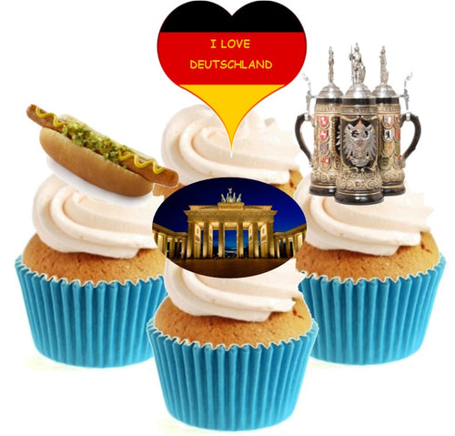 I Love Germany Collection Stand Up Cake Toppers (12 pack)