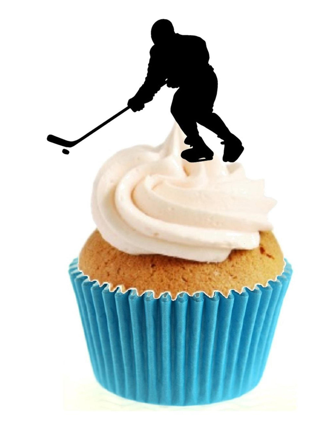 Ice Hockey Silhouette Stand Up Cake Toppers (12 pack)