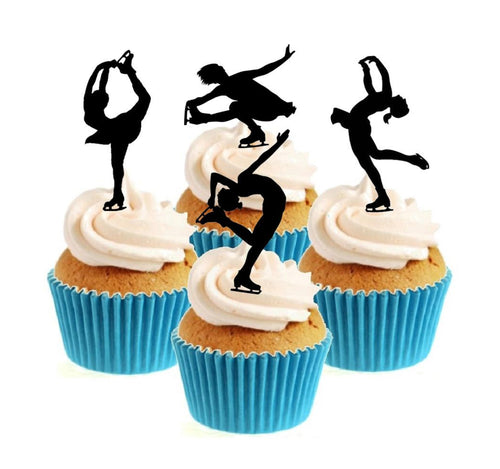 Ice Skating Silhouette Collection Stand Up Cake Toppers (12 pack)
