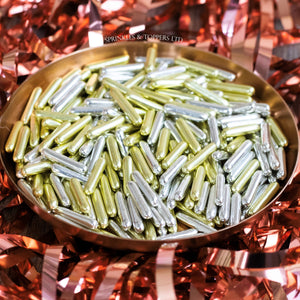 Gold & Silver Metallic Macaroni Rods (20mm) Sprinkles