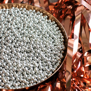 Silver Metallic 4mm Pearls (vegetarian / vegan)