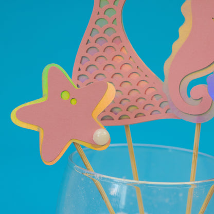 Mermaid Themed Cake Toppers (pink)