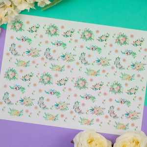 Watercolour Floral Scene A4 Tiled Icing Sheet