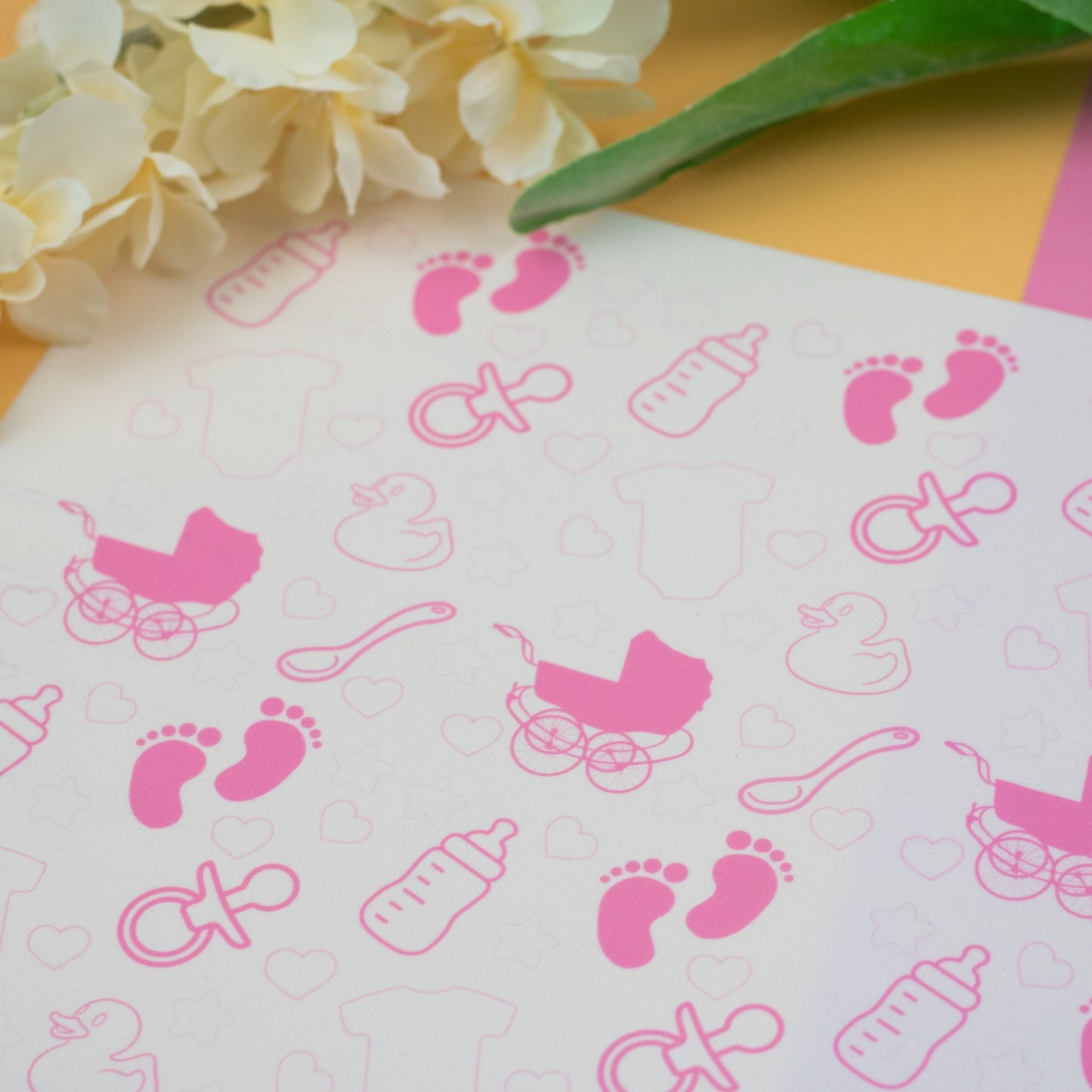 Pink Baby Scene A4 Tiled Icing Sheet