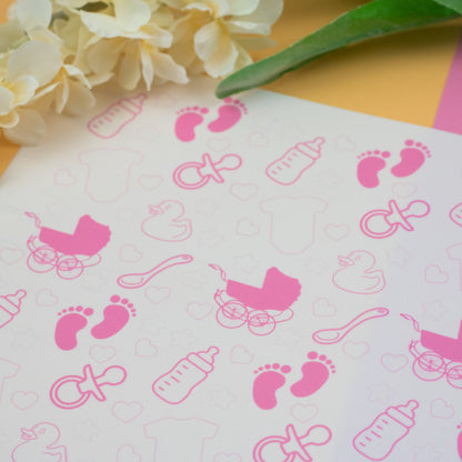 Pink Baby Scene A4 Tiled Icing Sheet