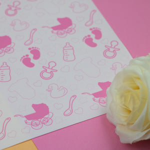 Pink Baby Scene A4 Tiled Icing Sheet