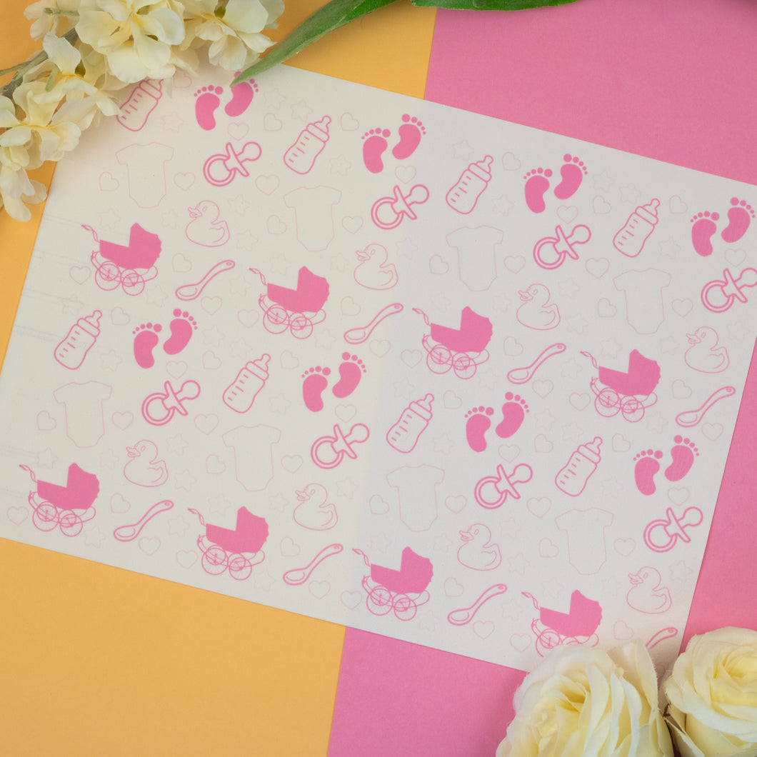 Pink Baby Scene A4 Tiled Icing Sheet