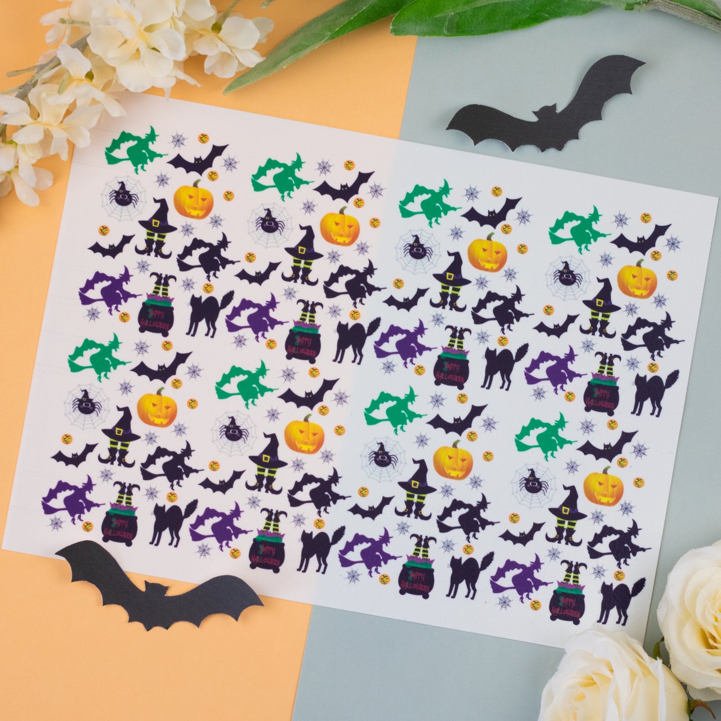 Spooky Halloween Scene A4 Tiled Icing Sheet