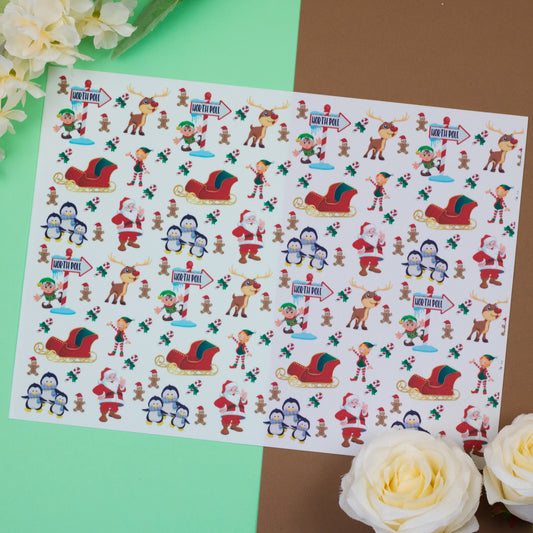 Festive North Pole Scene A4 Tiled Icing Sheet