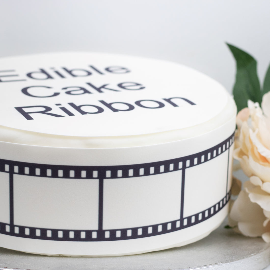 BLANK FILM STRIP EDIBLE ICING CAKE RIBBON / SIDE STRIPS   Use instead of traditional ribbon to decorate the sides of your cakes  Edible fondant icing, perfect for that special occasion