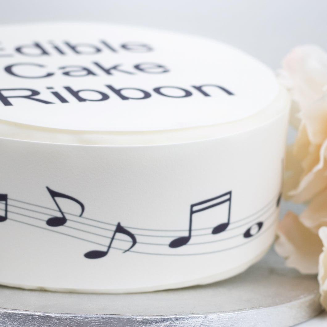 Music Notes Edible Icing Cake Ribbon / Side Strips