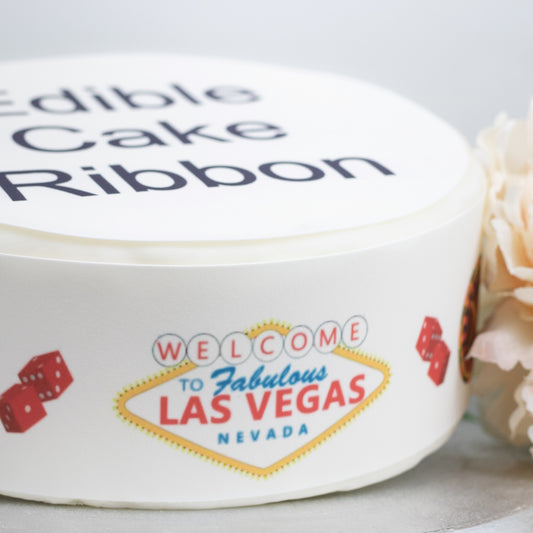 Vegas Casino Edible Icing Cake Ribbon