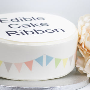 Pastel Bunting Edible Icing Cake Ribbon / Side Strips