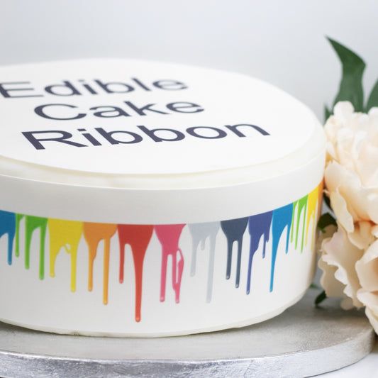 Paint Dripping Edible Icing Cake Ribbon