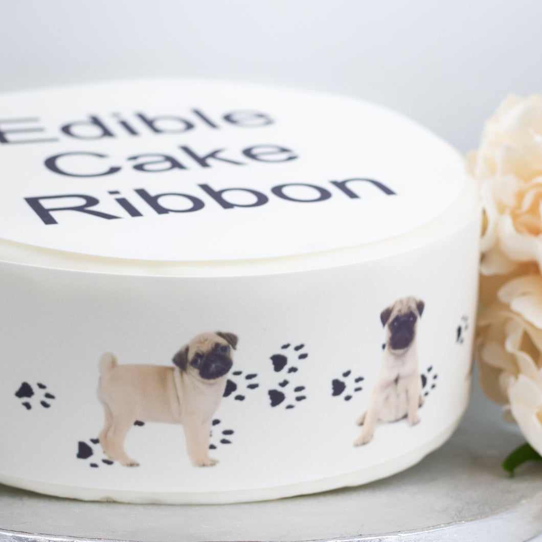 Pugs Edible Icing Cake Ribbon / Side Strips