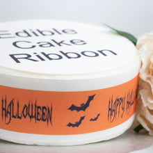 Load image into Gallery viewer, Orange Happy Halloween Edible Icing Cake Ribbon / Side Strips