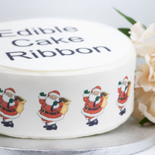 Load image into Gallery viewer, Waving Santa Edible Icing Cake Ribbon / Side Strips