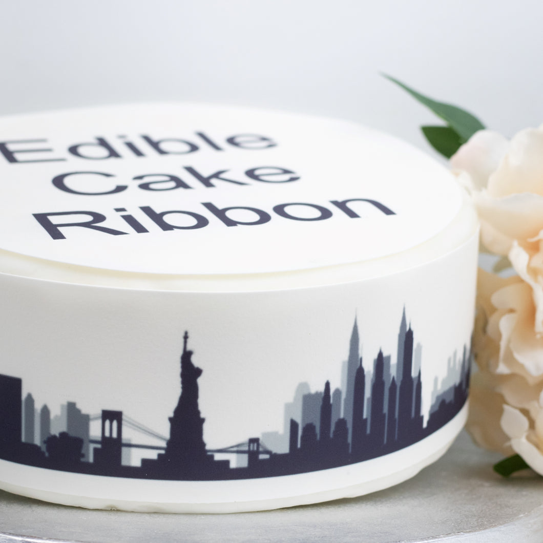 New York City Skyline Edible Icing Cake Ribbon / Side Strips