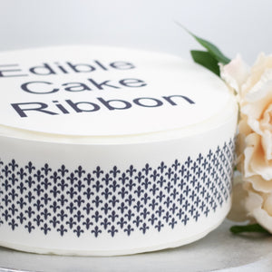 FLUER DE LIS EDIBLE ICING CAKE RIBBON / SIDE STRIPS   Use instead of traditional ribbon to decorate the sides of your cakes  Edible fondant icing, perfect for that special occasion