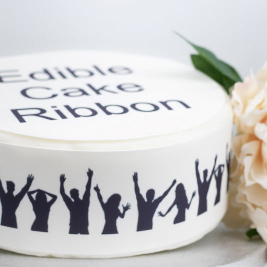 DANCING CROWD EDIBLE ICING CAKE RIBBON / SIDE STRIPS   Use instead of traditional ribbon to decorate the sides of your cakes  Edible fondant icing, perfect for that special occasion