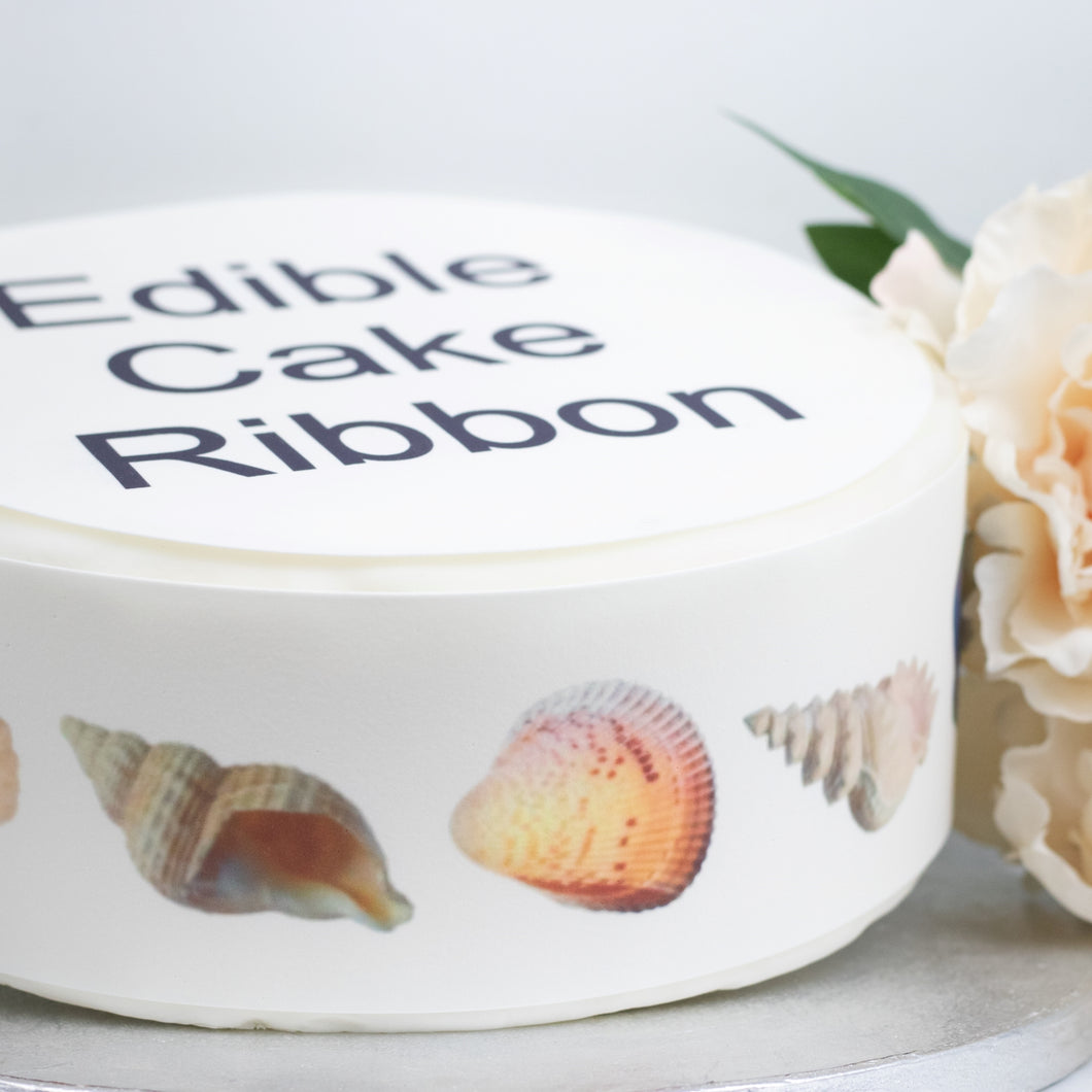 Sea Shells Edible Icing Cake Ribbon / Side Strips
