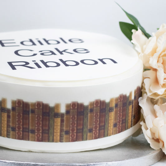 Vintage Books Edible Icing Cake Ribbon