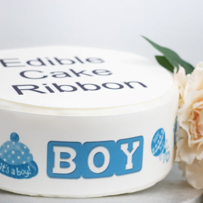 It's A Boy Edible Icing Cake Ribbon