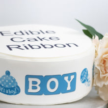 Load image into Gallery viewer, It&#39;s A Boy Edible Icing Cake Ribbon / Side Strips