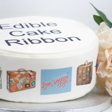 Load image into Gallery viewer, BON VOYAGE EDIBLE ICING CAKE RIBBON / SIDE STRIPS   Use instead of traditional ribbon to decorate the sides of your cakes  Edible fondant icing, perfect for that special occasion