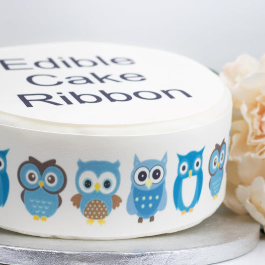 BLUE OWLS EDIBLE ICING CAKE RIBBON / SIDE STRIPS   Use instead of traditional ribbon to decorate the sides of your cakes