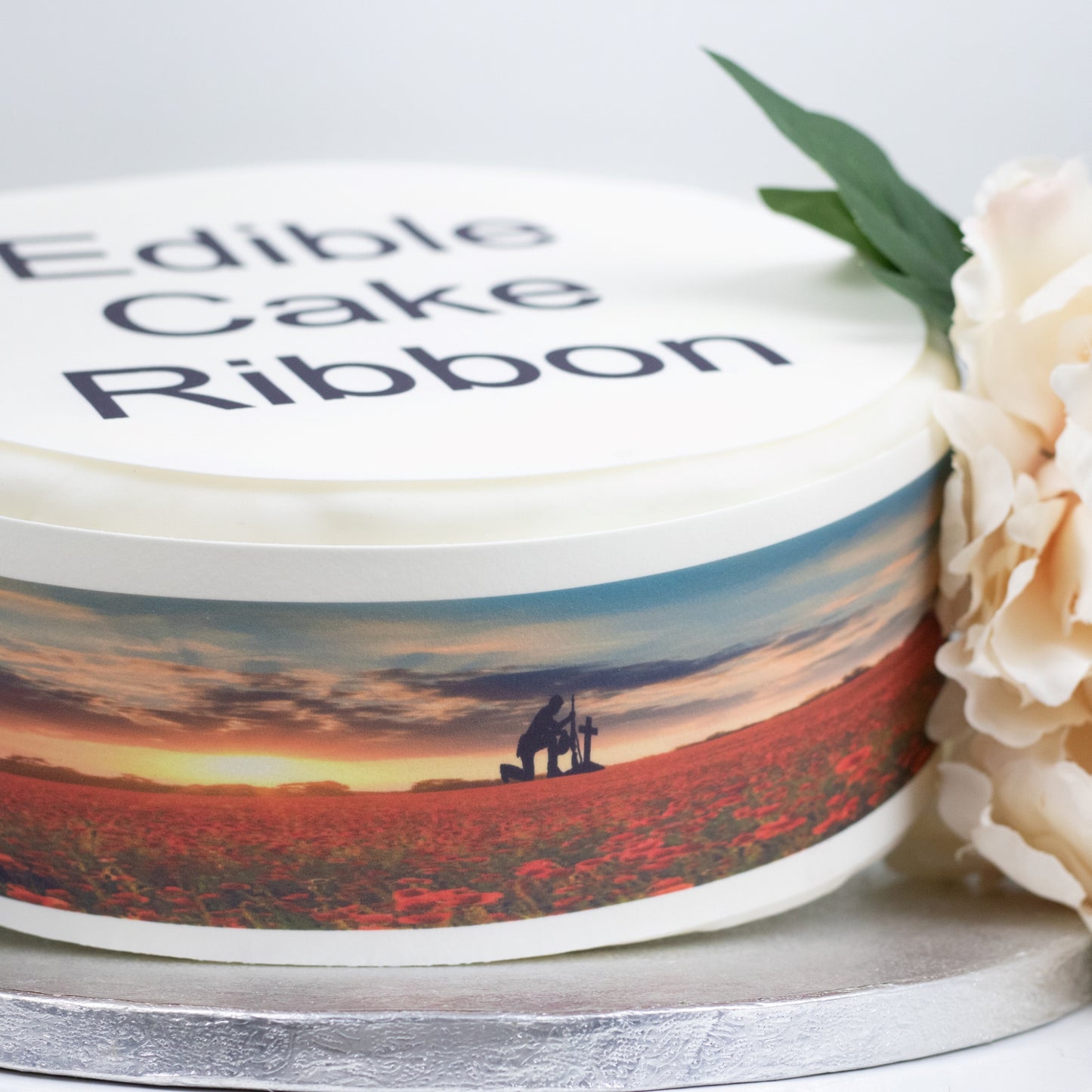 Remembrance Day Edible Icing Cake Ribbon