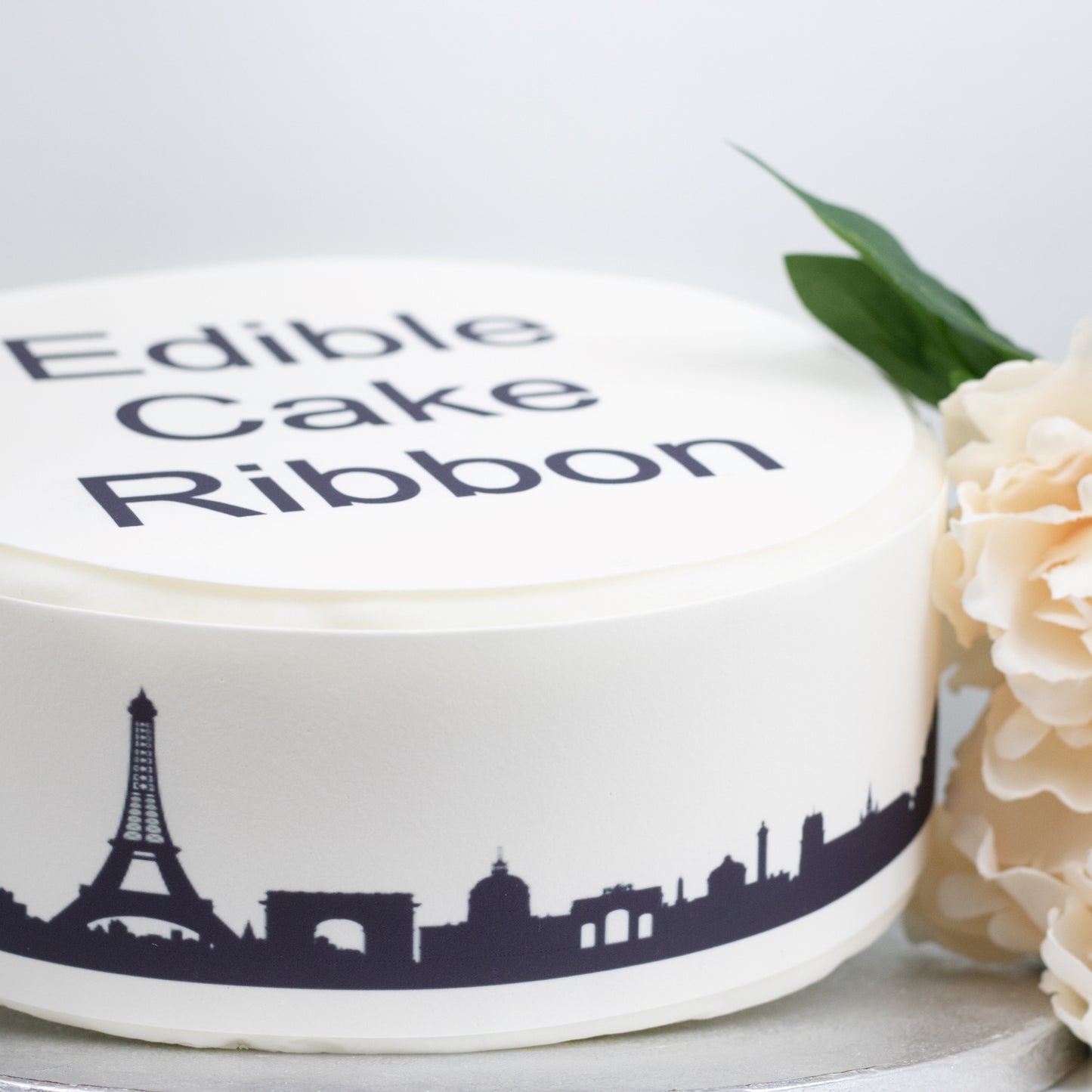 Paris Skyline Edible Icing Cake Ribbon