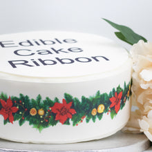 Load image into Gallery viewer, Poinsettia Garland Edible Icing Cake Ribbon / Side Strips