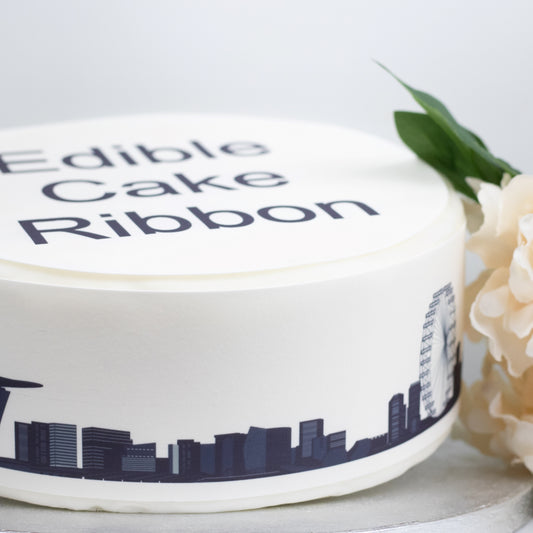 Singapore Skyline Edible Icing Cake Ribbon