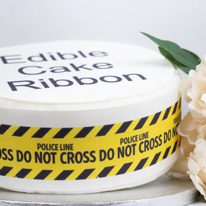 Police Line Do Not Cross Edible Icing Cake Ribbon / Side Strips