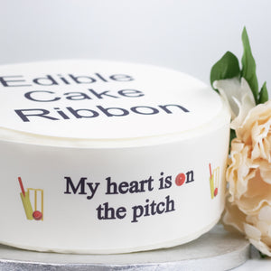 CRICKET THEMED EDIBLE ICING CAKE RIBBON / SIDE STRIPS   Use instead of traditional ribbon to decorate the sides of your cakes  Edible fondant icing, perfect for that special occasion
