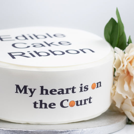 BASKETBALL THEMED EDIBLE ICING CAKE RIBBON / SIDE STRIPS   Use instead of traditional ribbon to decorate the sides of your cakes  Edible fondant icing, perfect for that special occasion