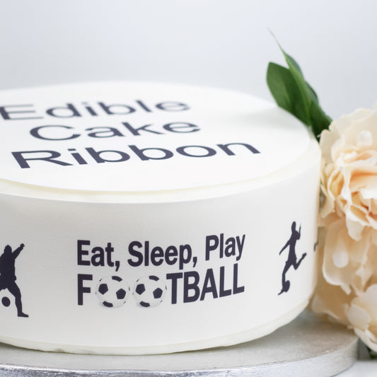 FOOTBALL THEMED EDIBLE ICING CAKE RIBBON / SIDE STRIPS   Use instead of traditional ribbon to decorate the sides of your cakes  Edible fondant icing, perfect for that special occasion