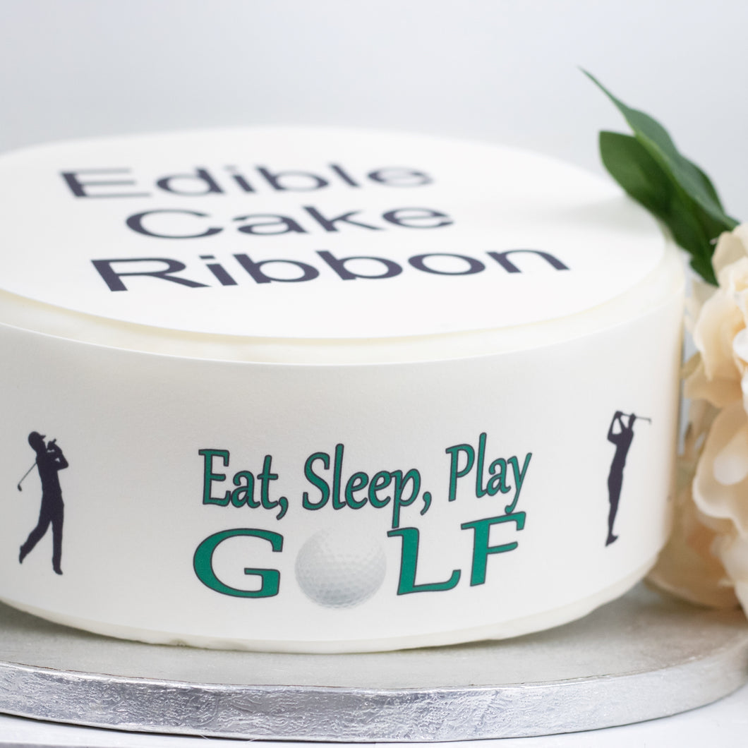 GOLF THEMED EDIBLE ICING CAKE RIBBON / SIDE STRIPS   Use instead of traditional ribbon to decorate the sides of your cakes  Edible fondant icing, perfect for that special occasion