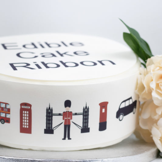 London UK Themed Edible Icing Cake Ribbon